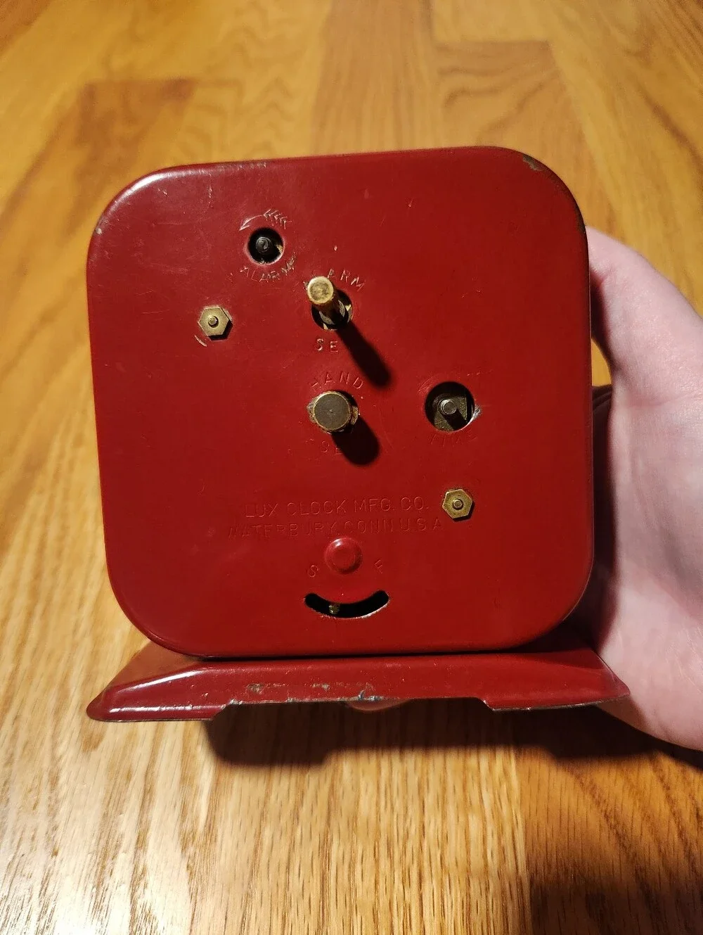 Vintage 1950s Lux Co Clock Red With Details Needs Work